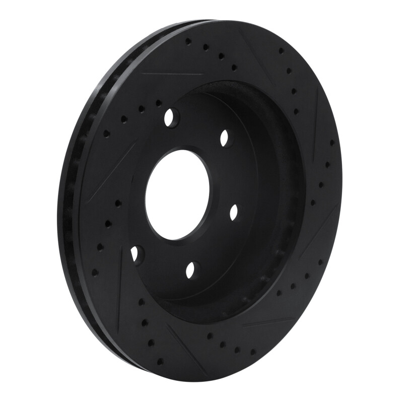 Cadillac Escalade ESV Brake Rotor (1) - Front Left - R1 Concepts - Drilled & Slotted - Black - `99-`08